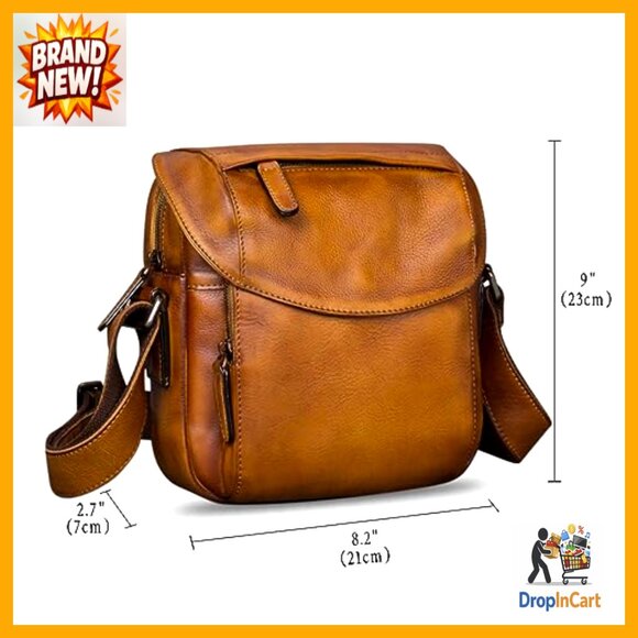 Genuine Leather Messenger Bag Vintage Retro Crossbody Shoulder Satchel Work - Picture 5 of 7